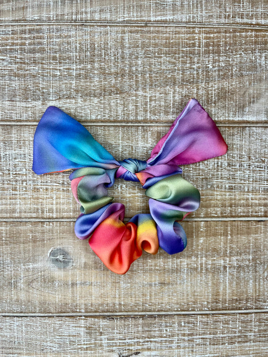 Watercolor Rainbow Bow Scrunchie