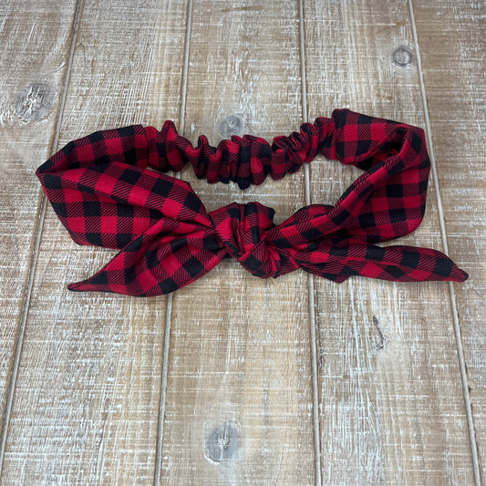 Buffalo Plaid Bowtie Stretch Headwrap