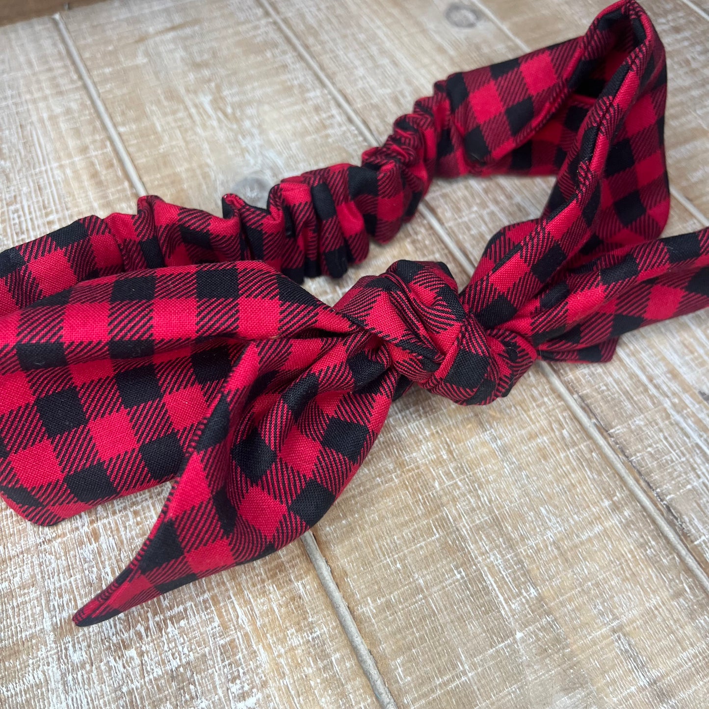 Buffalo Plaid Bowtie Stretch Headwrap