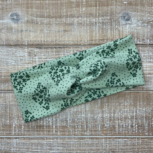 Ribbed Greens & Dots Untangled Headwrap