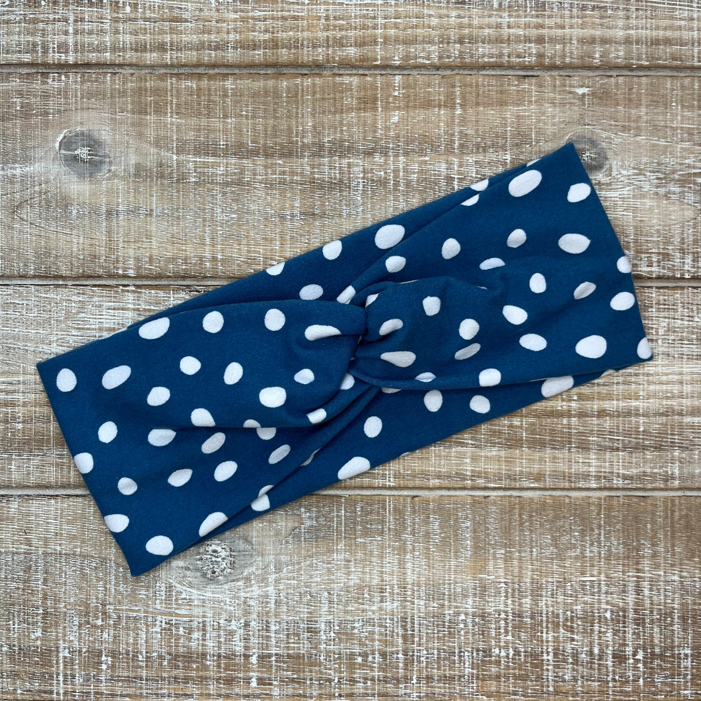 Polka Dots on Blue Untangled Headwrap